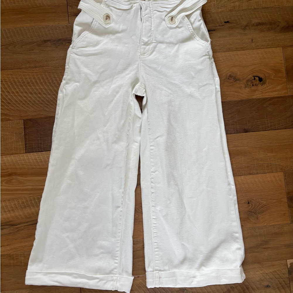 Anthropologie Maeve White Denim Wide Leg Pants
